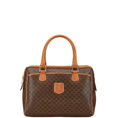 セリーヌ マカダム ボストンバッグ トラベルバッグ ブラウン PVC レザー レディース CELINE 【中古】