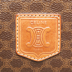 セリーヌ マカダム ボストンバッグ トラベルバッグ ブラウン PVC レザー レディース CELINE 【中古】