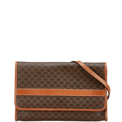 セリーヌ マカダム 斜め掛け ショルダーバッグ ブラウン PVC レザー レディース CELINE 【中古】