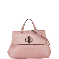 グッチ バンブー デイリー ミディアム ハンドバッグ ショルダーバッグ 2WAY 392013 ピンク レザー レディース GUCCI 【中古】