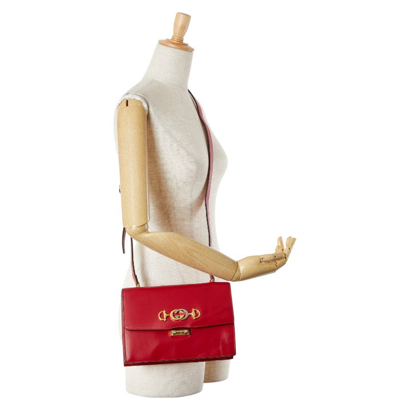 グッチ ズゥミ ショルダーバッグ 576388 レッド レザー レディース GUCCI 【中古】