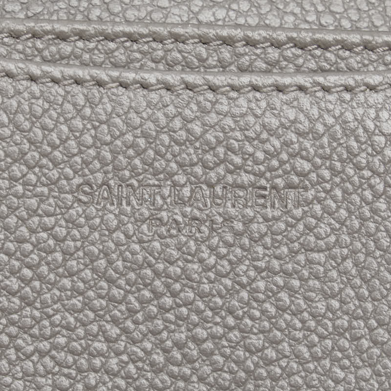 サンローラン カードケース パスケース 468994 グレー レザー レディース SAINT LAURENT 【中古】