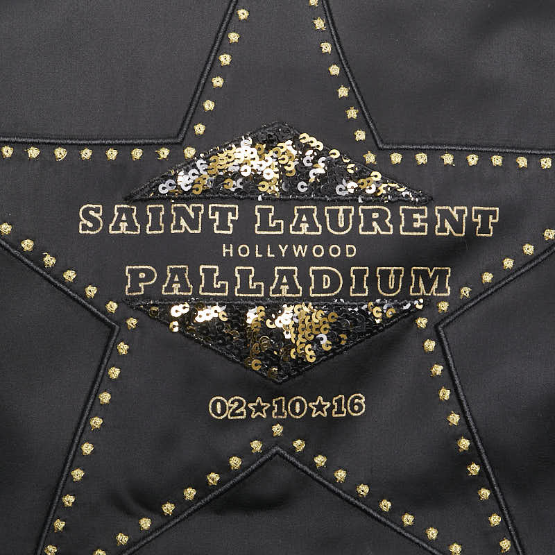 サンローラン パラディウム スター 星 モチーフ テディブルゾン サイズ:34 ブラック ゴールド レーヨン レディース SAINT LAURENT 【中古】