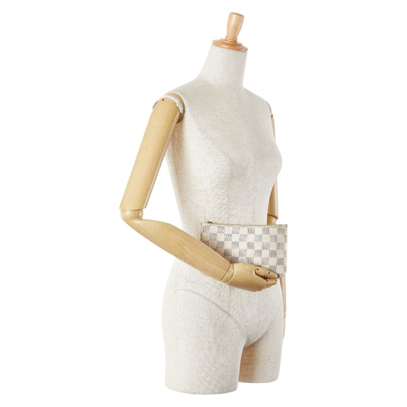 ルイ ヴィトン ダミエ アズール ネヴァーフルPM 付属品ポーチ ポーチ N51110 ホワイト PVC レザー レディース LOUIS VUITTON 【中古】