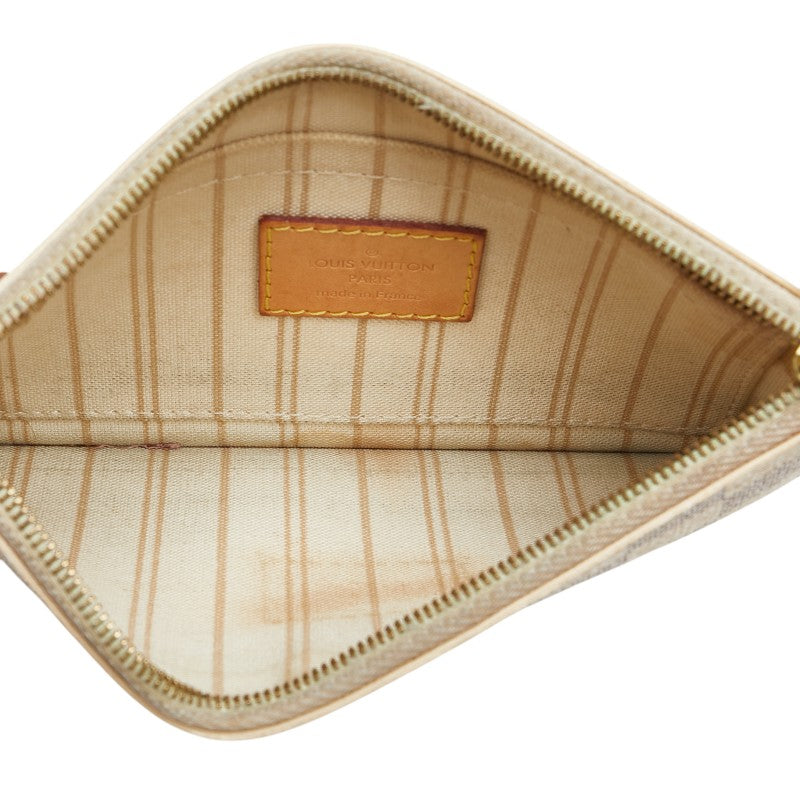 ルイ ヴィトン ダミエ アズール ネヴァーフルPM 付属品ポーチ ポーチ N51110 ホワイト PVC レザー レディース LOUIS VUITTON 【中古】