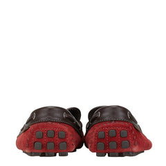 ルイ ヴィトン ドライビングシューズ スリッポン サイズ:M7 レッド ブラウン レザー スエード メンズ LOUIS VUITTON 【中古】