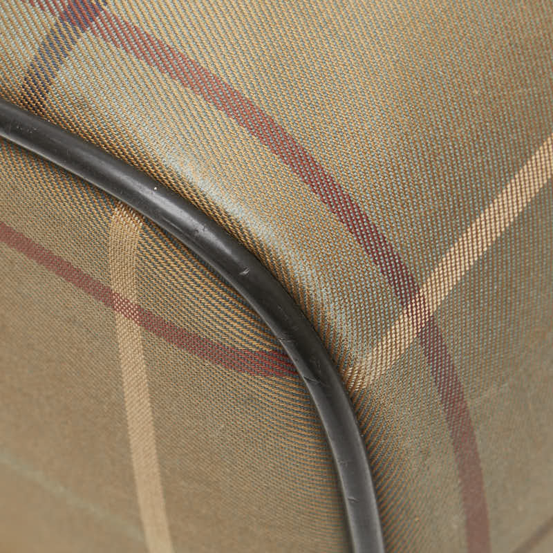 バーバリー チェック シャドーホース ハンドバッグ ミニボストンバッグ カーキ ブラウン キャンバス レザー レディース BURBERRY 【中古】