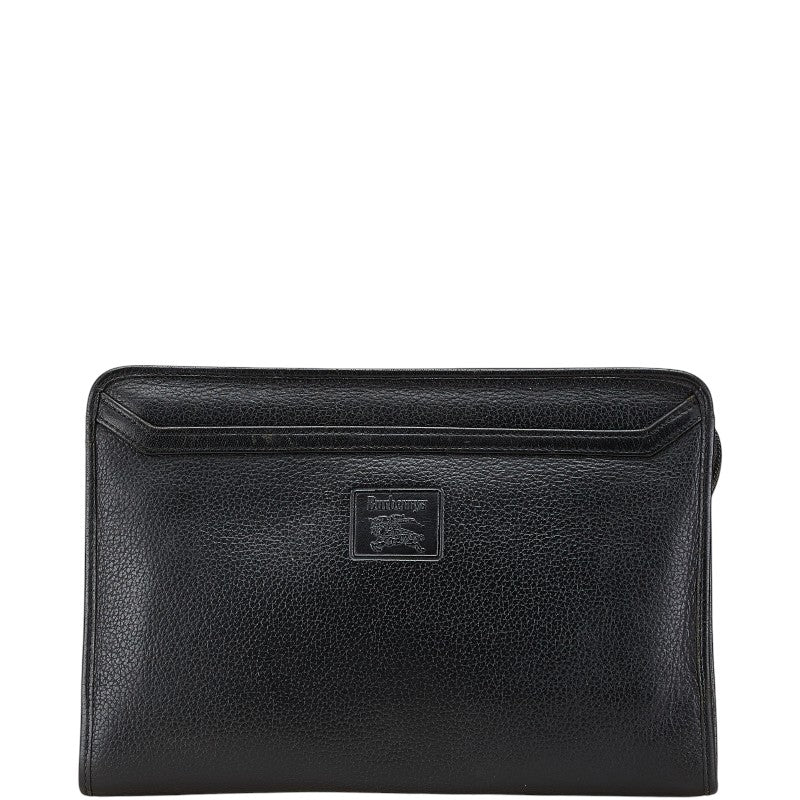 バーバリー ノバチェック シャドーホース クラッチバッグ ブラック レザー レディース BURBERRY 【中古】