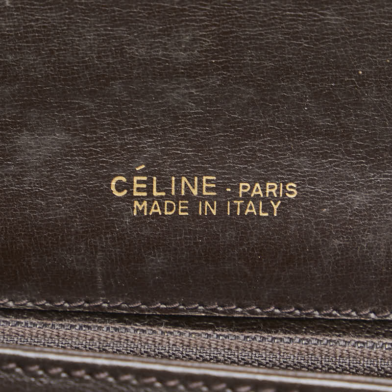 セリーヌ Cマカダム 馬車金具 クラッチバッグ ブラウン キャンバス レザー レディース CELINE 【中古】