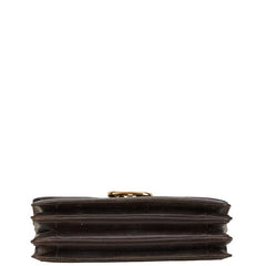セリーヌ Cマカダム 馬車金具 クラッチバッグ ブラウン キャンバス レザー レディース CELINE 【中古】