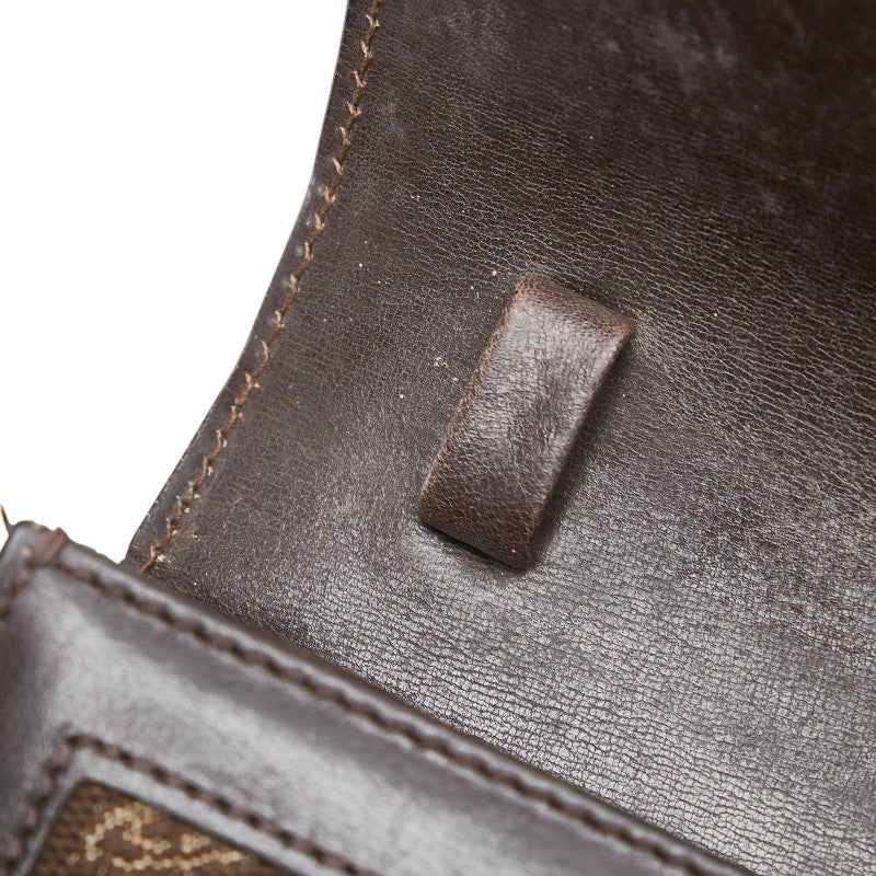 セリーヌ Cマカダム 馬車金具 クラッチバッグ ブラウン キャンバス レザー レディース CELINE 【中古】