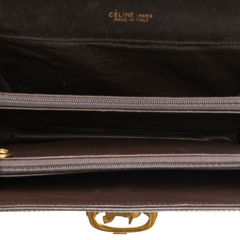 セリーヌ Cマカダム 馬車金具 クラッチバッグ ブラウン キャンバス レザー レディース CELINE 【中古】