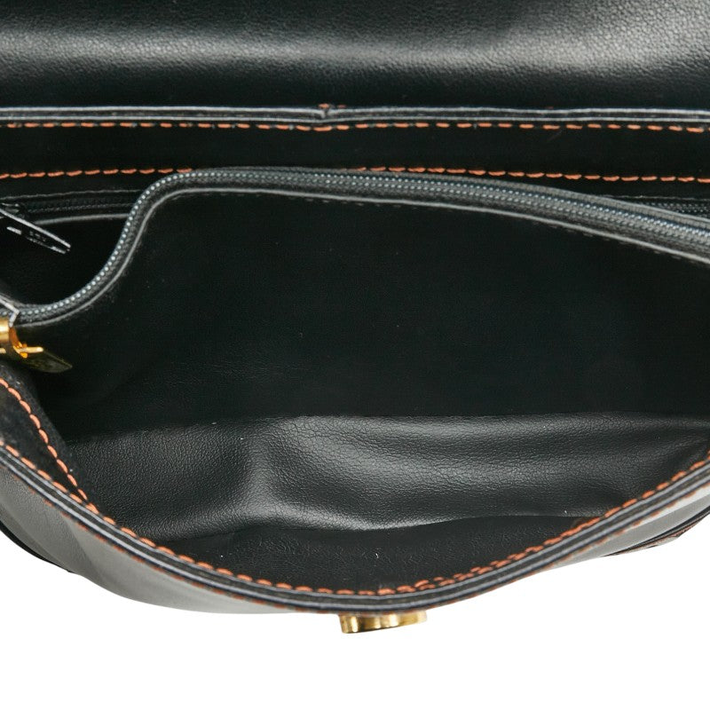 サンローラン YSL カットアウト ショルダーバッグ ブラック ブラウン レザー レディース SAINT LAURENT 【中古】