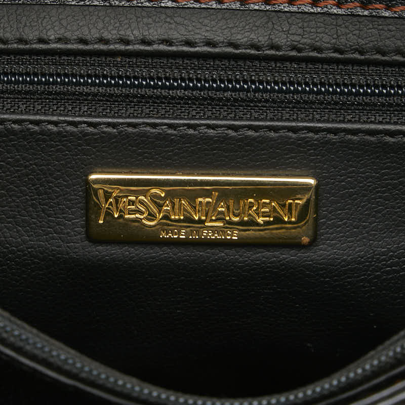サンローラン YSL カットアウト ショルダーバッグ ブラック ブラウン レザー レディース SAINT LAURENT 【中古】