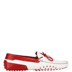 トッズ ×フェラーリ ドライビングシューズ サイズ：10 1/2 ホワイト レッド レザー メンズ TOD’S 【中古】