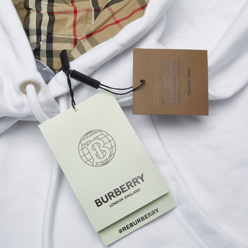 バーバリー ノバチェック パーカー フーディー サイズ:S ホワイト コットン メンズ BURBERRY 【中古】