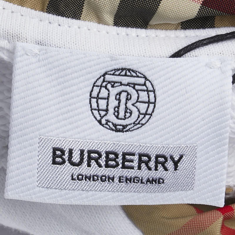 バーバリー ノバチェック パーカー フーディー サイズ:S ホワイト コットン メンズ BURBERRY 【中古】