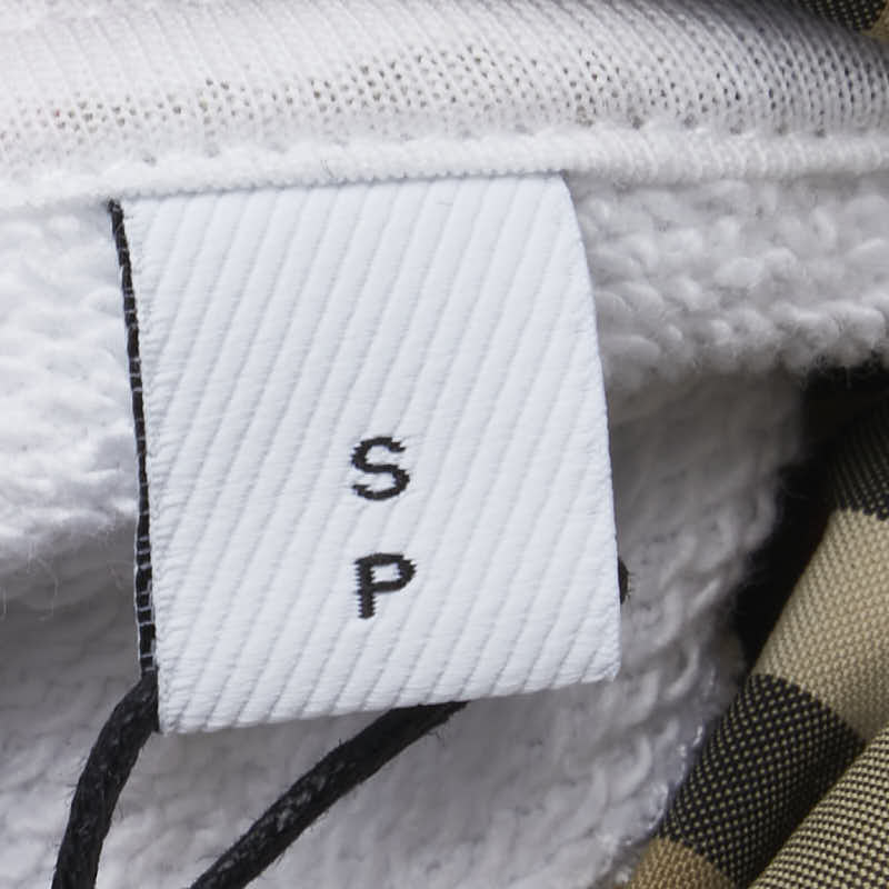 バーバリー ノバチェック パーカー フーディー サイズ:S ホワイト コットン メンズ BURBERRY 【中古】