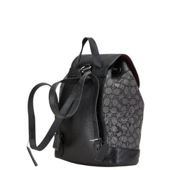 コーチ シグネチャ ドローストリング リュック バックパック CE601 FCE601 ブラック グレー キャンバス レザー レディース COACH 【中古】