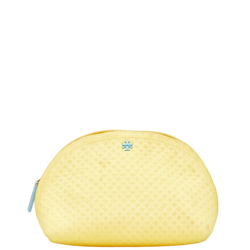 トリーバーチ ロゴ ポーチ コスメポーチ 小物入れ イエロー キャンバス レディース Tory Burch 【中古】
