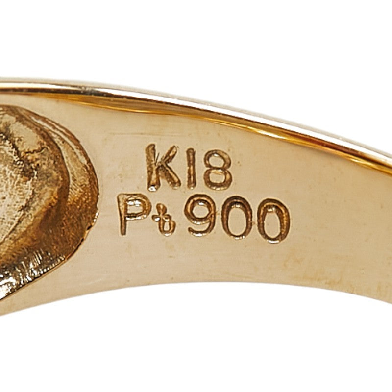 K18YG イエローゴールド Pt900 プラチナ コンビ ガーネット ダイヤ0.02ct リング 指輪 レディース 11.5号 【中古】
