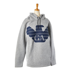 エンポリオ アルマーニ ロゴプリント プルオーバーパーカー サイズ：M グレー ネイビー アルパカ モダール メンズ Emporio Armani 【中古】