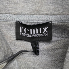 エンポリオ アルマーニ ロゴプリント プルオーバーパーカー サイズ：M グレー ネイビー アルパカ モダール メンズ Emporio Armani 【中古】