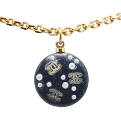 シャネル ココマーク ネックレス ゴールド ブラック メッキ フェイクパール レディース CHANEL 【中古】