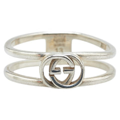 グッチ インターロッキングG スリム オープン バンド リング 指輪 #13 SV925 シルバー レディース GUCCI 【中古】
