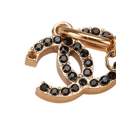 シャネル ココマーク ラインストーン スイング フープ ピアス ゴールド ブラック メッキ レディース CHANEL 【中古】