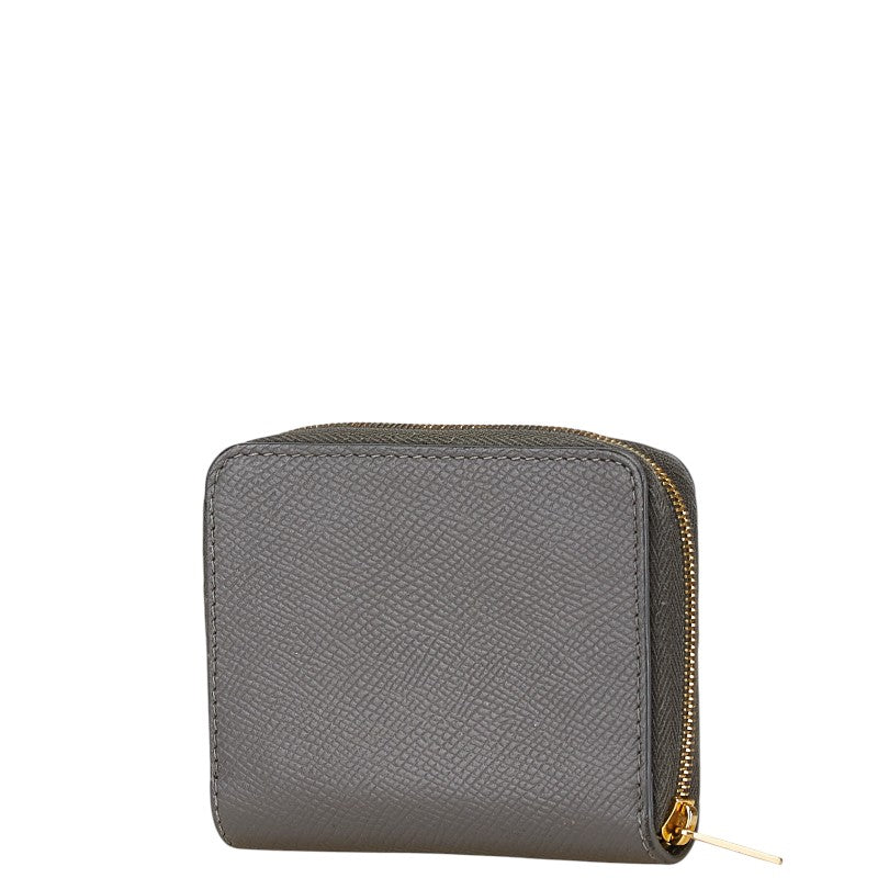 セリーヌ ラウンドファスナー コインケース 小銭入れ グレー レザー レディース CELINE 【中古】