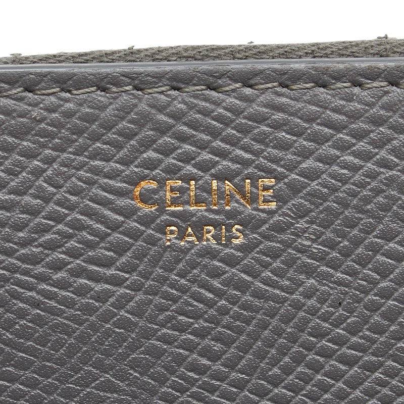 セリーヌ ラウンドファスナー コインケース 小銭入れ グレー レザー レディース CELINE 【中古】
