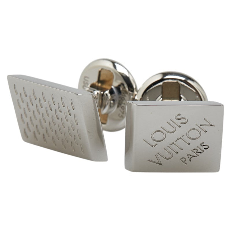 ルイ ヴィトン ダミエ グラフィット ブトンドゥマンシェット ダミエ ケース付き カフス M61975 シルバー メタル PVC メンズ LOUIS VUITTON 【中古】
