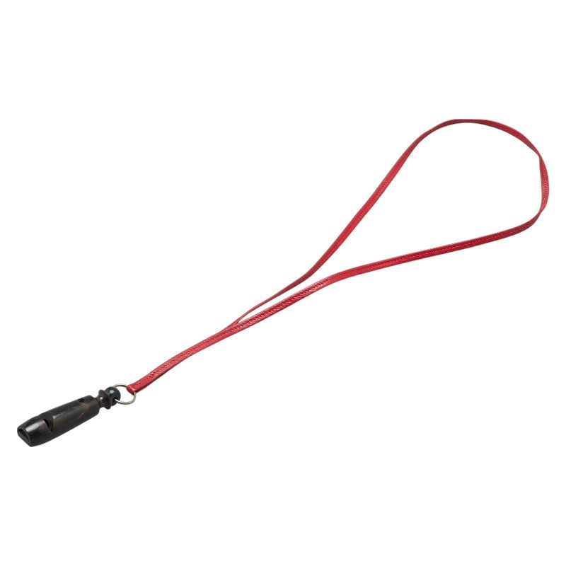 エルメス シフレ ホイッスル 笛 ブラウン レッド バッファローホーン レザー レディース HERMES 【中古】