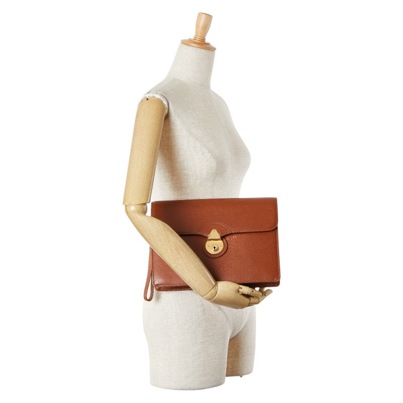 バーバリー ノバチェック セカンドバッグ ブラウン レザー レディース BURBERRY 【中古】