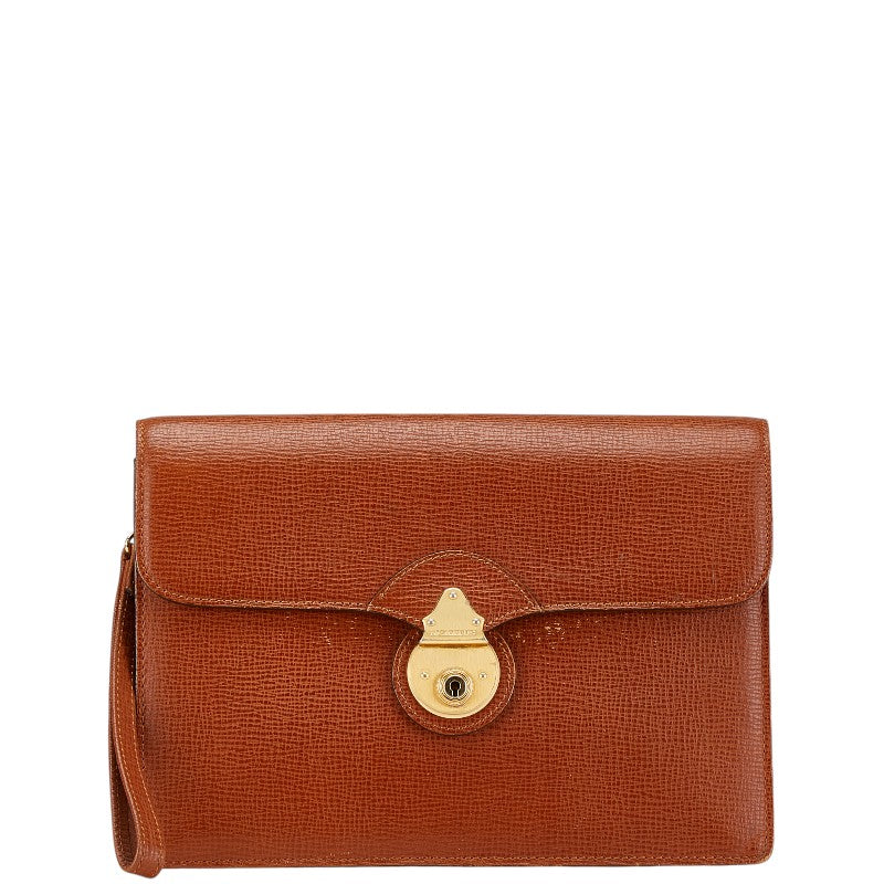 バーバリー ノバチェック セカンドバッグ ブラウン レザー レディース BURBERRY 【中古】