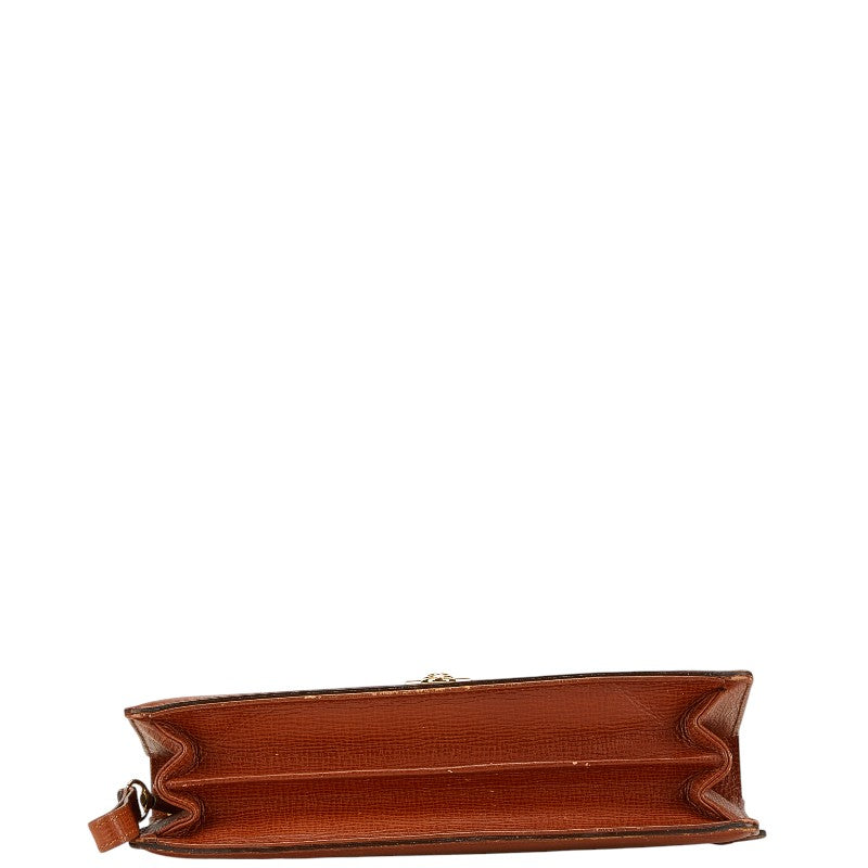 バーバリー ノバチェック セカンドバッグ ブラウン レザー レディース BURBERRY 【中古】