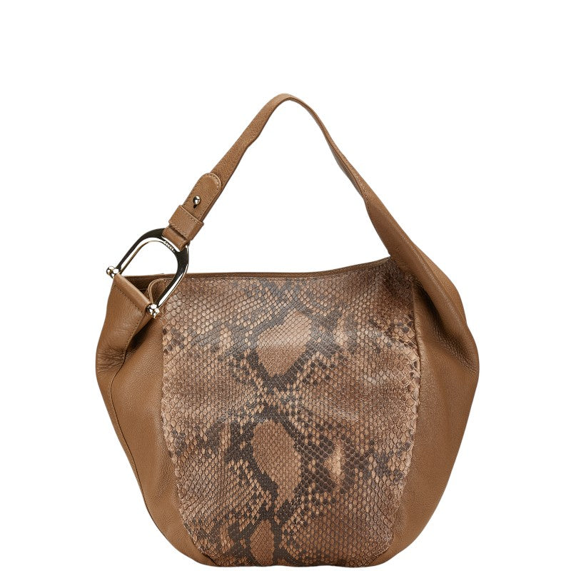グッチ グリニッチ パイソン ワンショルダーバッグ ハンドバッグ 257050 ブラウン レザー レディース GUCCI 【中古】