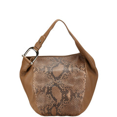 グッチ グリニッチ パイソン ワンショルダーバッグ ハンドバッグ 257050 ブラウン レザー レディース GUCCI 【中古】