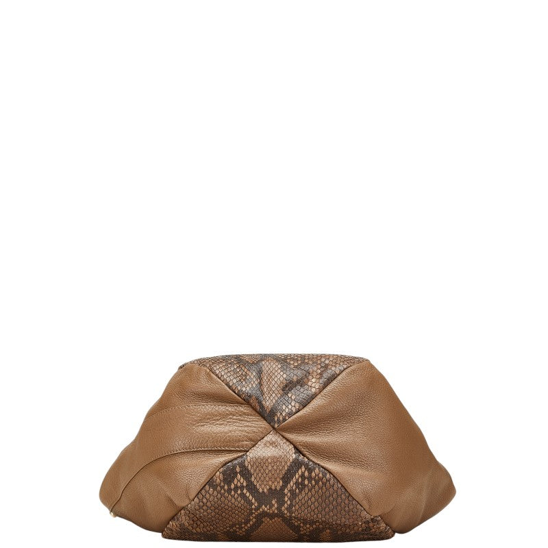 グッチ グリニッチ パイソン ワンショルダーバッグ ハンドバッグ 257050 ブラウン レザー レディース GUCCI 【中古】