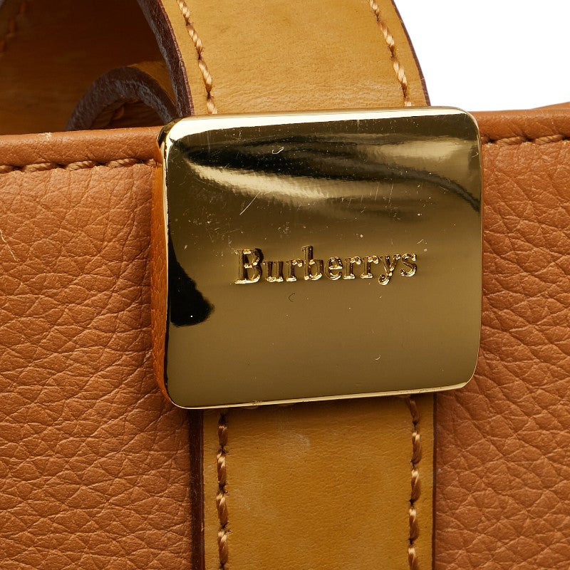 バーバリー ノバチェック シャドーホース ハンドバッグ キャメル ブラウン レザー レディース BURBERRY 【中古】