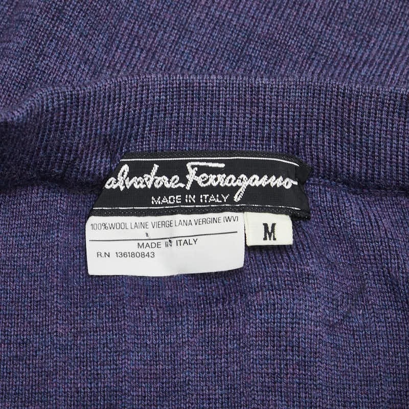 サルヴァトーレフェラガモ ニット カーディガン スカート セットアップ パープル ウール シルク レディース Salvatore Ferragamo 【中古】