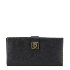 サルヴァトーレフェラガモ ガンチーニ 長財布 IY-22 1283 ブラック レザー レディース Salvatore Ferragamo 【中古】
