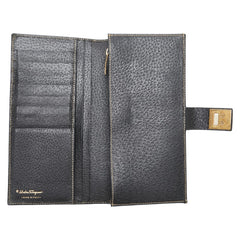 サルヴァトーレフェラガモ ガンチーニ 長財布 IY-22 1283 ブラック レザー レディース Salvatore Ferragamo 【中古】