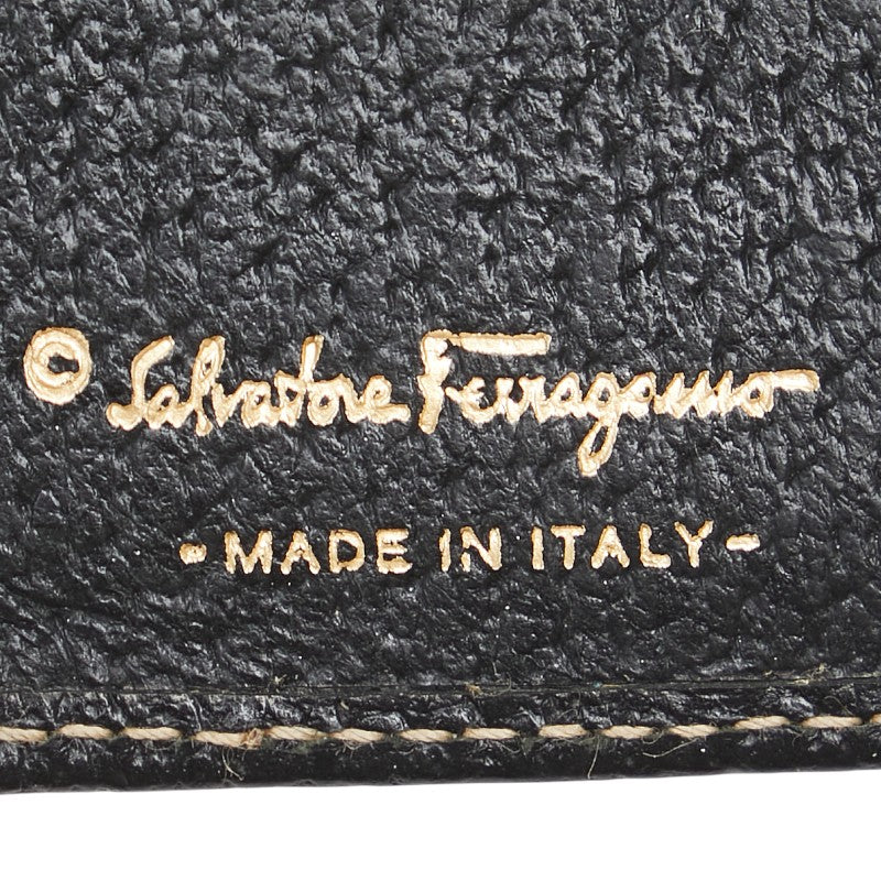 サルヴァトーレフェラガモ ガンチーニ 長財布 IY-22 1283 ブラック レザー レディース Salvatore Ferragamo 【中古】