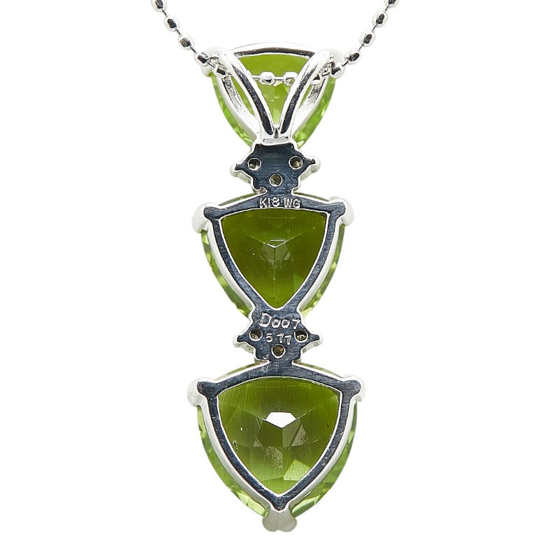 K18WG ホワイトゴールド ペリドット5.77ct ダイヤ0.07ct トライアングル モチーフ ネックレス レディース 【中古】