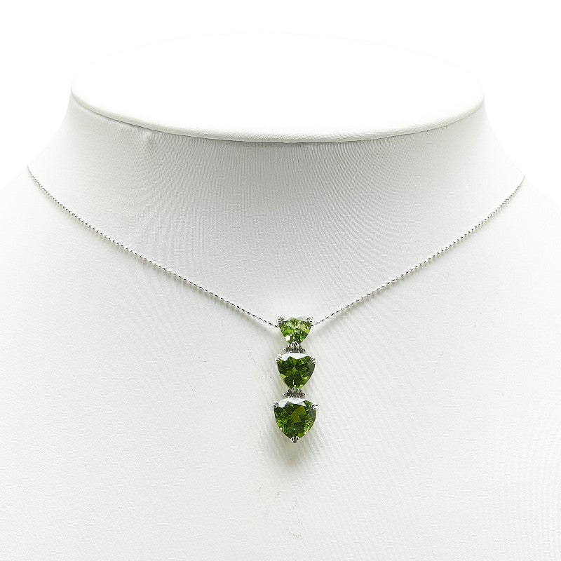 K18WG ホワイトゴールド ペリドット5.77ct ダイヤ0.07ct トライアングル モチーフ ネックレス レディース 【中古】