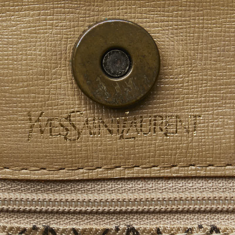 サンローラン YSLロゴ ジブラ トートバッグ ワンショルダーバッグ ブラウン PVC レザー レディース SAINT LAURENT 【中古】