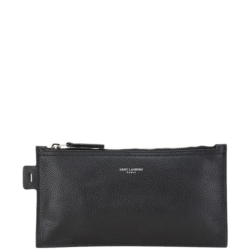 サンローラン ポーチ 小物入れ ブラック レザー レディース SAINT LAURENT 【中古】