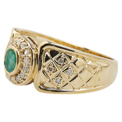 K18YG イエローゴールド エメラルド ダイヤ0.13ct リング 指輪 レディース 11号 【中古】